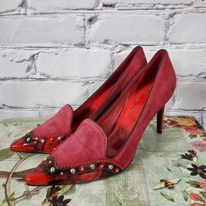 Tory Burch Monroe Red Suede Pumps